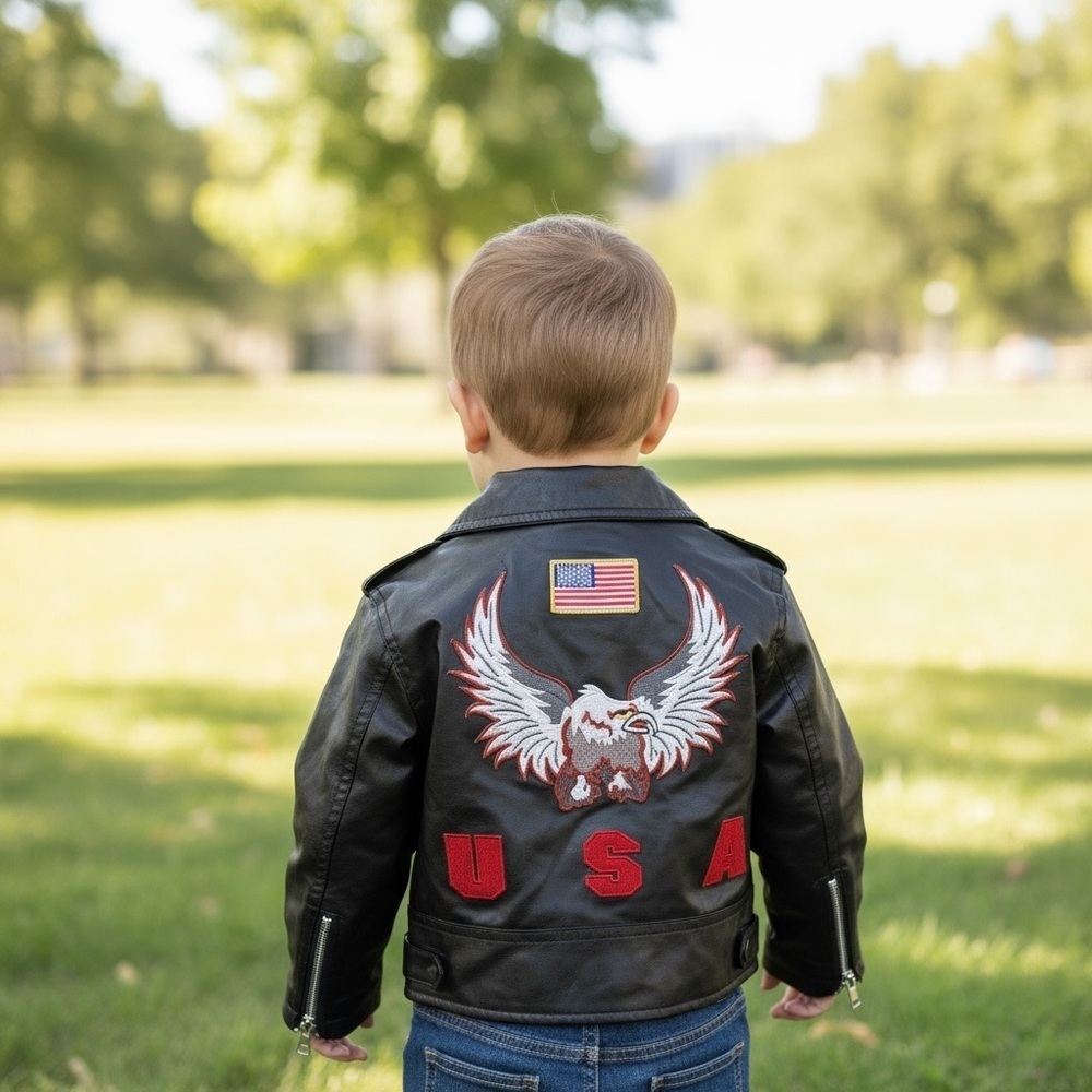 Kids Black faux Leather Jacket by Bike Star. (B4)